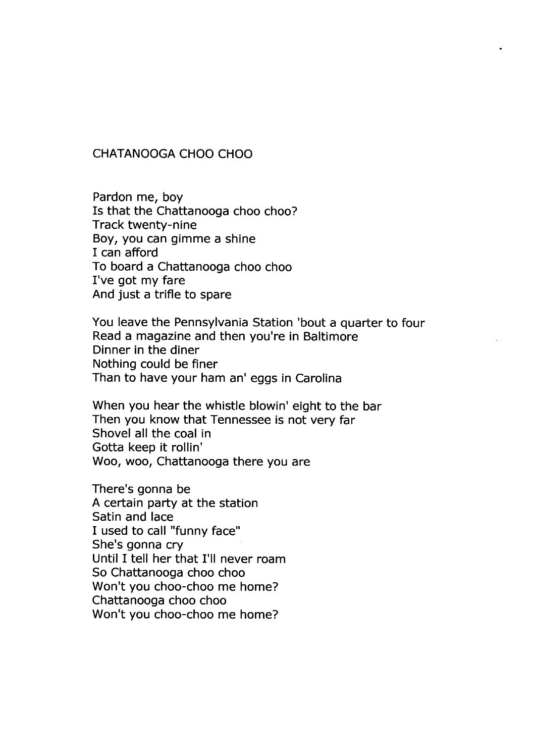 Chatanooga Choo Choo
