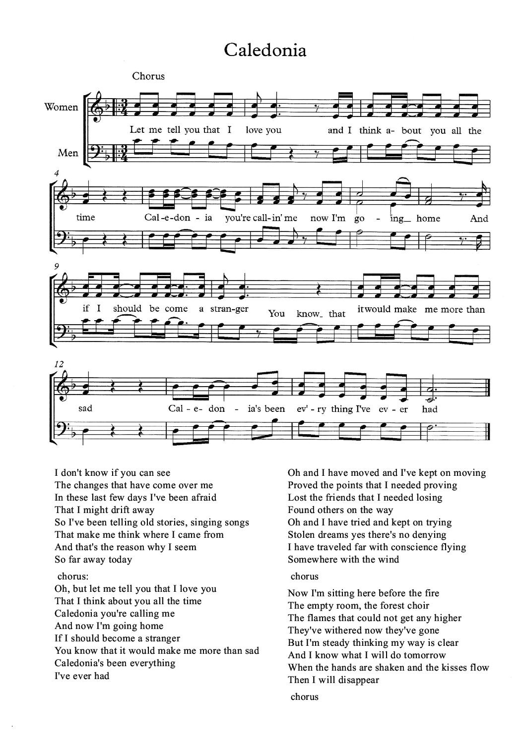 Caledonia & lyrics