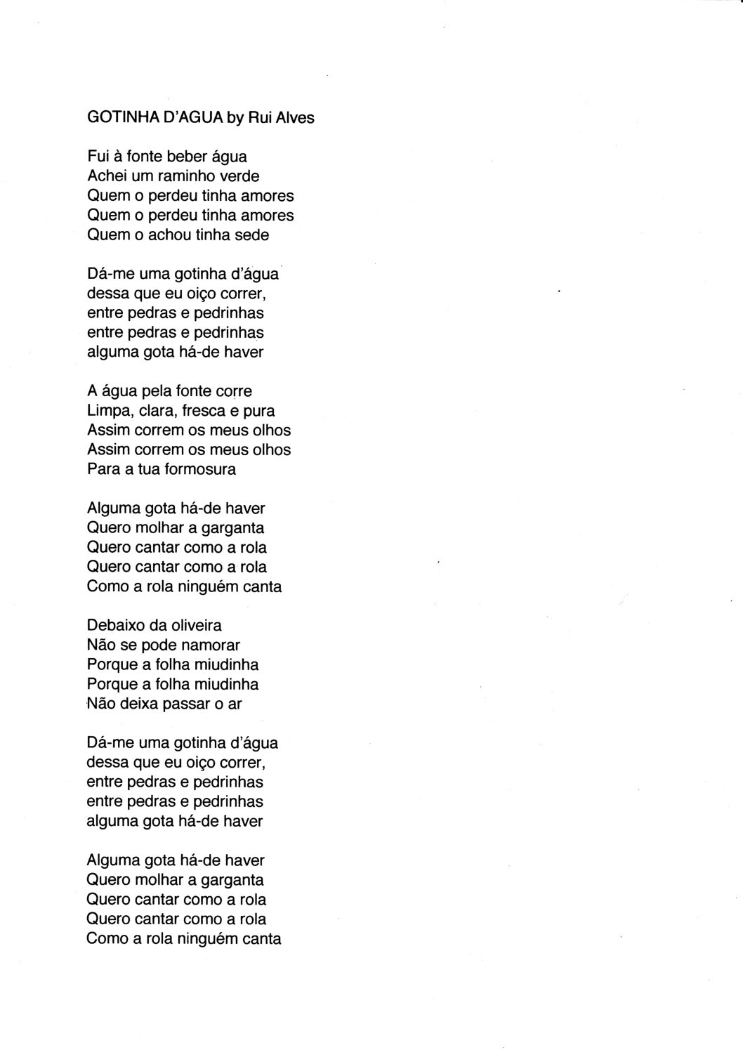 Gotinha d’Agua lyrics