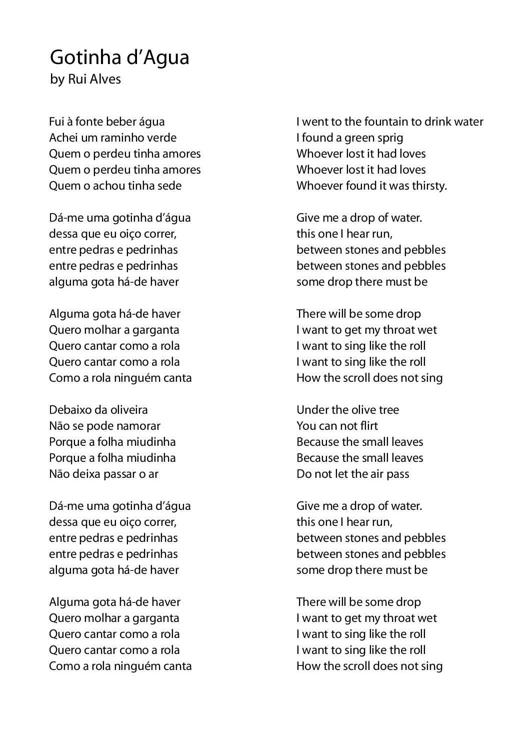 Gotinha d’Agua lyrics trans