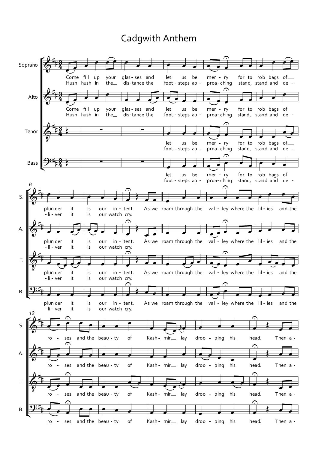 cadgwith anthem – Full Score